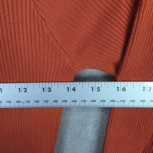 Womens Pretty Guide Rust Orange Ribbed Knit Bodycon Midi Dress Long Sleeve M - Picture 8 of 10